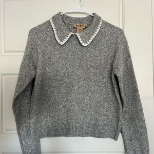 Bailey 44 Gray Sweater with White Collar